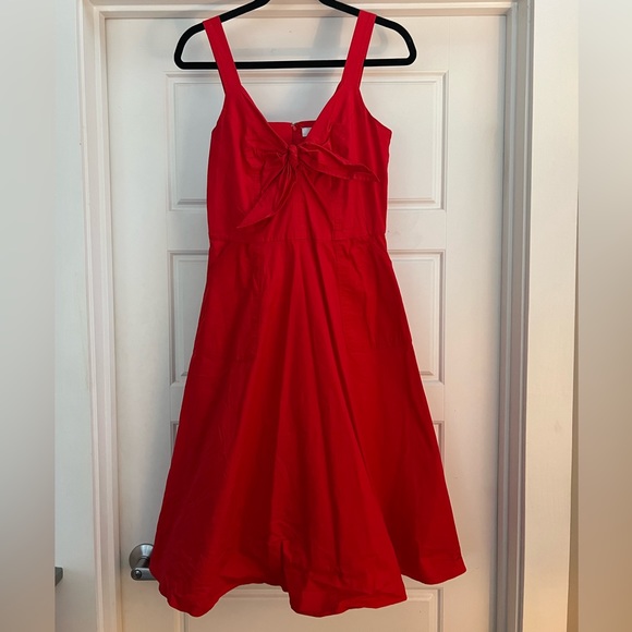 Color Me Courtney - Women’s Red Sleeveless Dress (with pockets and front tie) - Picture 5 of 10